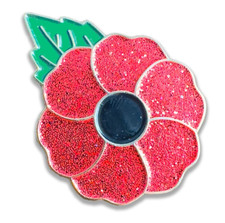 RED GLITTER POPPIES ENAMEL PIN