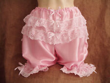 Baby pink satin,white lace bows bloomersVictorian,re-enactment,burlesque,sexyXX