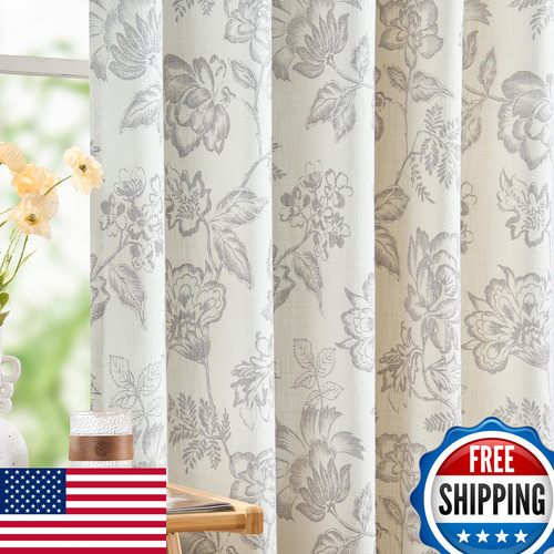 Jinchan floral curtains burlap - floral,