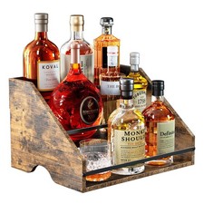 Nuovoware 3-Tier Liquor Bottle Display Shelf Wine Rack Countertop Wooden Bar