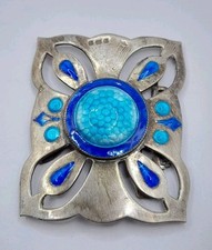 Enamel English Sterling Silver Belt Buckle Piece - For Crafting Into Pendant Etc