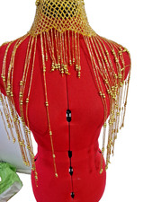 Fancy dress Cleopatra style Crochet cap which is fringed and Beaded.