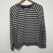 Champion Mens Grey Striped Sweatshirt L Large Y2K Style B19