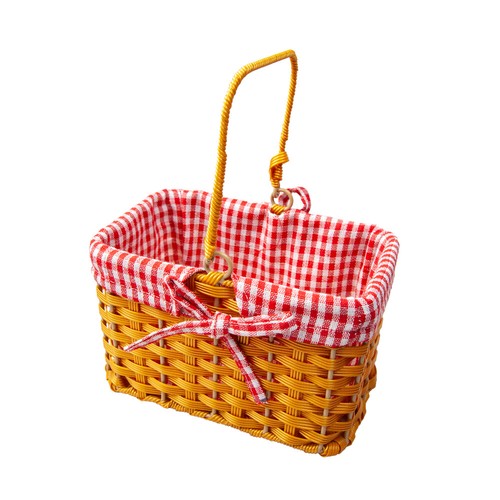 Wicker gingham basket red - wicker,