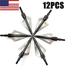 12Pcs Hunting Broadheads 100Grain 3 Blade Compound Bow Crossbow Arrow Point Tips
