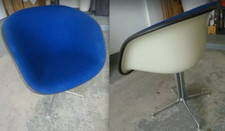 EAMES BLUE LA FONDA ALEXANDER GIRARD FABRIC HERMAN MILLER CHAIR on ORIGINAL BASE