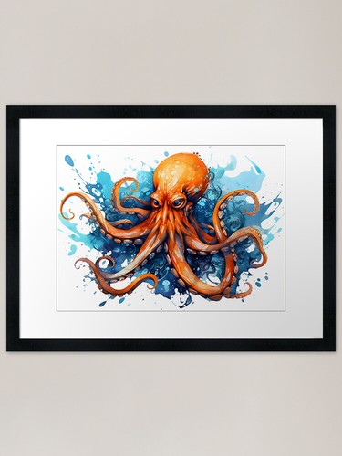 Giant squid no1 framed art - squid,