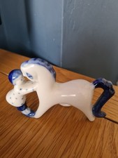 GZHEL Vintage USSR Porcelain Figurine Of Child And Horse