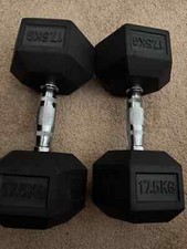 17.5kg hex dumbells pair (35kg Total) - CrossFit, Weightlifting, Body building