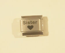 SISTER BLACK HEART Italian Charm - I Love my SIS fits Classic Starter Bracelets