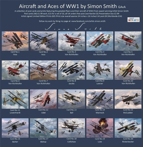 Ww1 aces postcards prints - aces,