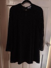 Debenhams Red Herring Black Lace Dress  With Lining And Stretch,Size 16,Mint!!