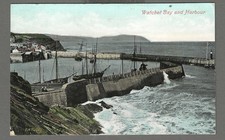 Vintage postcard Watchet Bay and Harbour, Somerset. pmk Taunton 1908