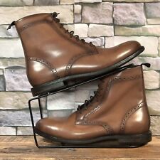 Zara Brown Leather Mens Side Zip / Lace Up Closure Ankle Boots Size UK 8 / EU 42
