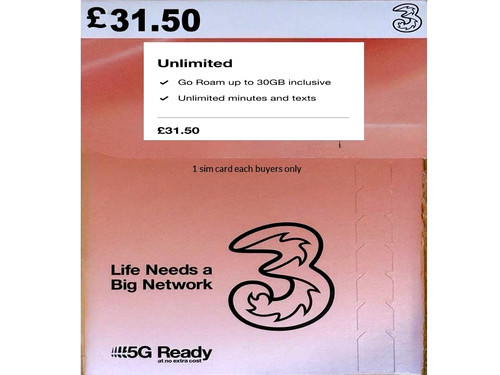 Unlimited sim card three - card,