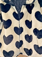 QED LONDON HEART PRINT FAUX FUR JACKET SIZE 16