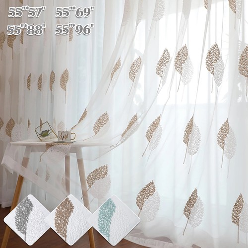Pair embroidered leave sheer - pair,
