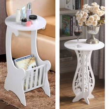 Round Bedside Table White