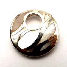 Sterling silver pendant round shape mother of pearl stone by Kit Heath