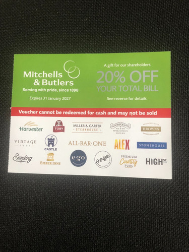 Mitchells butlers off - &, 20%