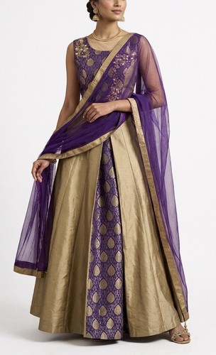 Purple gold lehenga choli - lehenga,