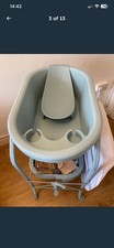COSTWAY 4 in 1 Baby Bath Tub with Changing Table, Folding Infant Nursery Station