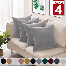 4 Cushion Covers 18"x18" OR Decorative Velvet Filled Cushions Sofa Decor Pillows