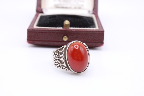 Silver carnelian ring - carnelian,