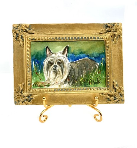 Dog painting miniature yorkie - dog,