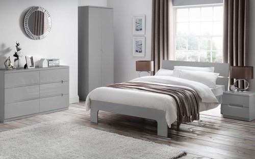 Grey gloss finish bedroom - gloss,