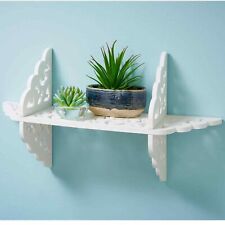 Vintage Shabby Chic Wall Shelf Wooden Rustic Unit Kitchen Small Storage White