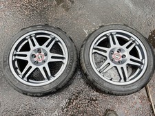 PAIR OF SUBARU SPEEDLINE ALLOY WHEELS & MICHELIN TYRES 5x100 IMPREZA LEGACY