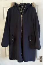 JOULES Navy Hooded Wooldith Coat- Size 12 - VGC