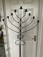 Vintage Handcrafted Wrought Iron 9 Arm Floor Standing Candelabra Black