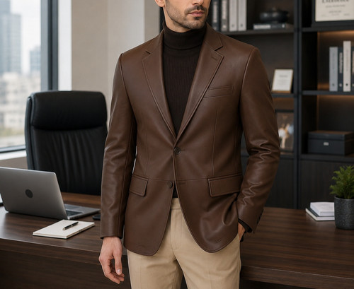 Men dark brown blazer - men's, with