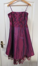 Marks & Spencer Occasion Dress Size 12 Burgundy Bodice Corset Christmas 90s Vtg
