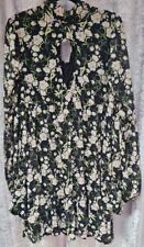 Nasty Gal Long Sleeved High Neck Black Floral Dress Size Uk 16