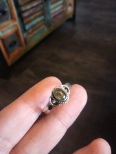 925 Sterling Silver Green Seraphinite Vintage Ring P½ Oval