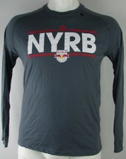 New York Red Bull Adidas Men's Gray Long Sleeve V-Neck T-Shirt