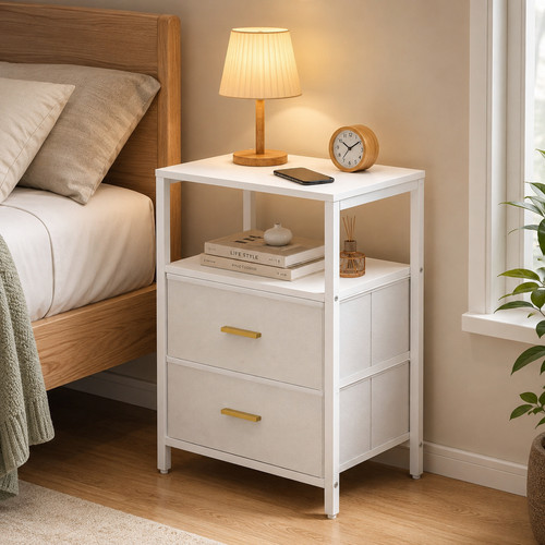 Bedside table set white - bedside,