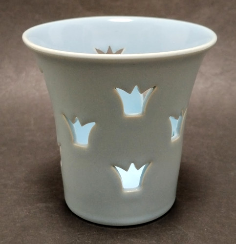 Vintage blue ceramic candle - vintage,