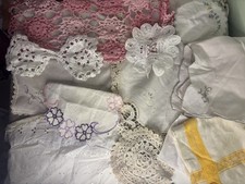 Bundle of vintage fabric/textiles for sewing, crafting, dyeing, etc