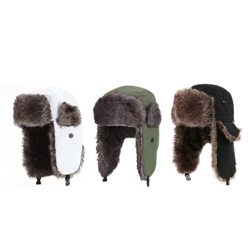 Black faux fur - fur, trapper