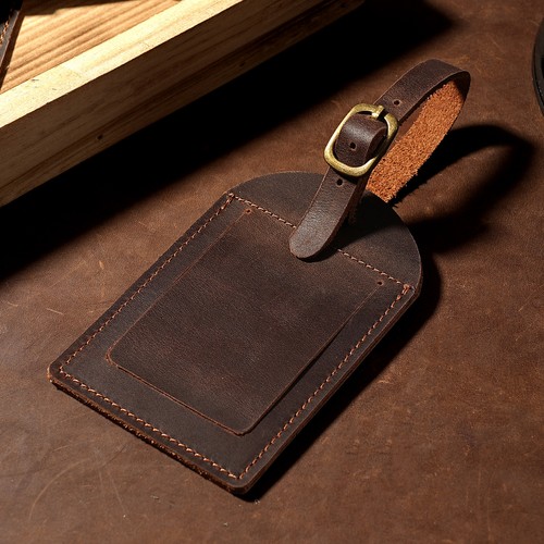 Genuine leather luggage tag - leather,