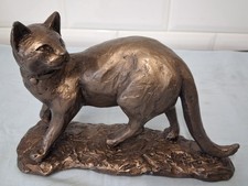 Frith Sculpture  Cat Walking- Looking Back-9" or 23cm -Bronze effect Finish