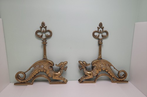 Vintage brass dragon fireplace - vintage,
