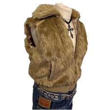 Y2k 2000s Tan cropped gilet