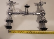 Traditional Basin Mixer Tap  Cross Handle 2 Tap Hole Brass Chrome