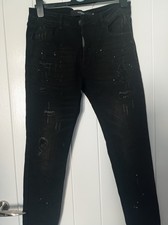 Alessandro Zavetti Men's Jeans W30 Black Slim Fit Button Fly