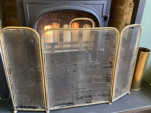 Antique fireguard solid brass - fireguard,